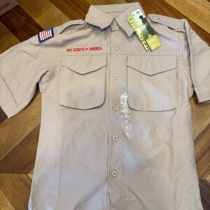 Boy Scouts of America Youth Small Tan Vented UPF 40 Shirt new with tags